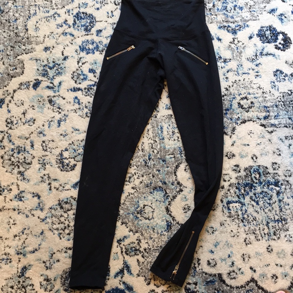 DYI black leggings with gold zippers